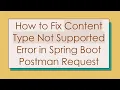 How to Fix Content Type Not Supported Error in Spring Boot Postman Request
