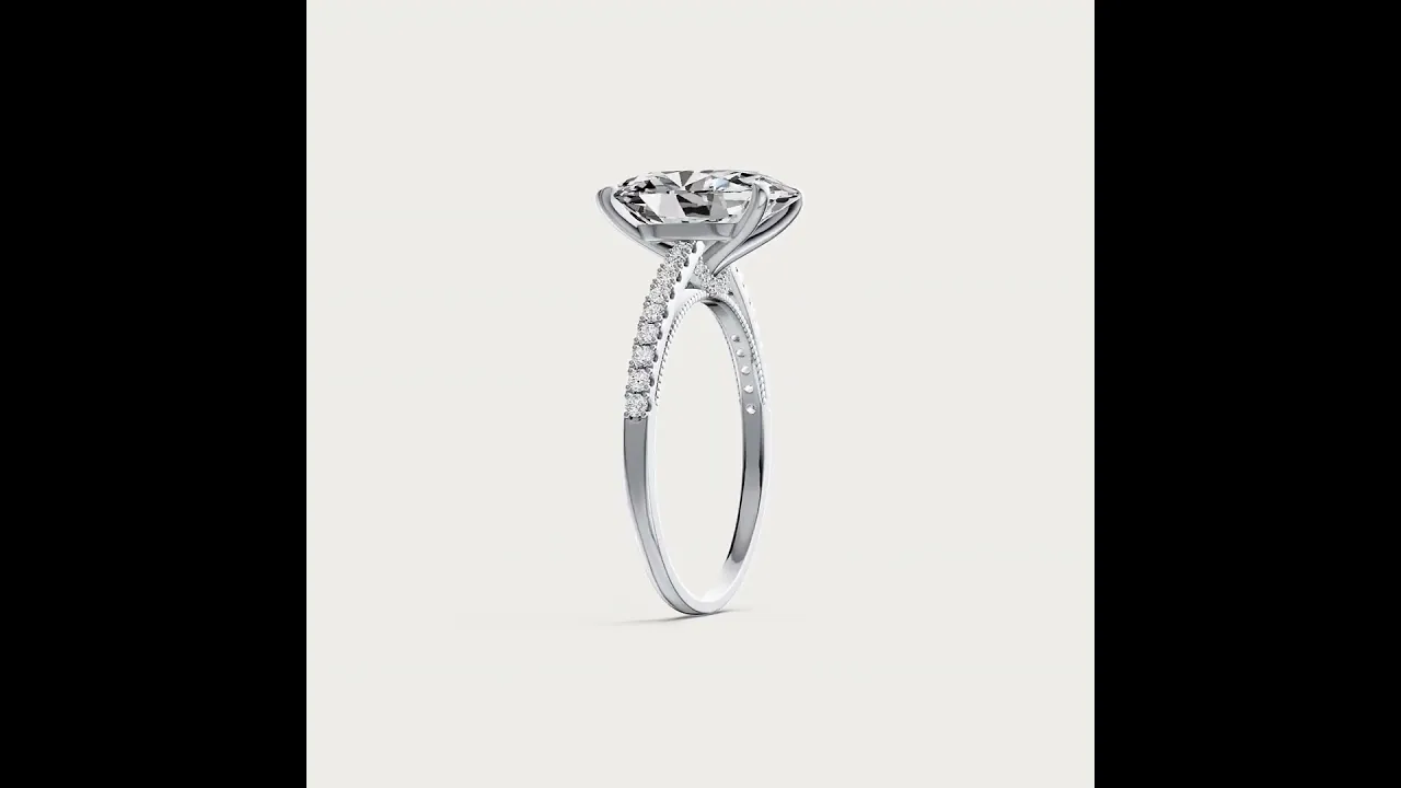 Melina丨Oval Cut Pave Solitaire 3CT Lab Grown Engagement Ring