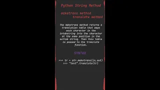 maketrans translate Python String Methods