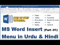 Microsoft Word Course - Insert Menu in Urdu Hindi Insert Tab Part