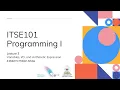 Lecture 3 Variables and Arithmetic Expressions - Part 1 A Model For Problem Solving