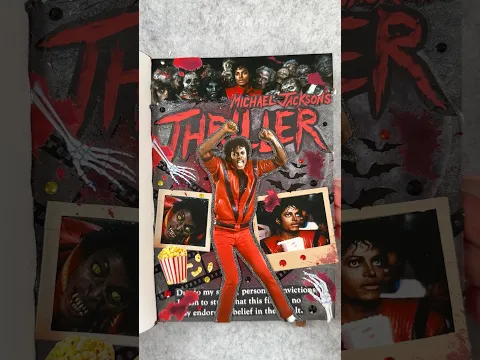 ASMR Journal Michael Jackson THRILLER💀⚰️🪦🎶🌑👻|#asmr #journal #journaling #diy #scrapbooking #art