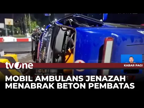 Diduga Tidak Hafal Jalan dan Tidak Konsentrasi, Ambulans Jenazah Tabrak Beton