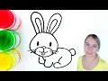 Rabbit Drawing and Coloring For Kids - Coloring Pages For Children
