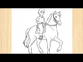How To Draw A Boy Riding A Horse Horse Drawing Easy