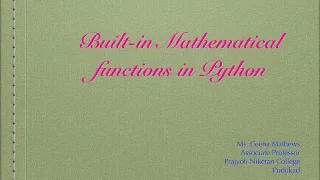 Mathematical Functions in Python