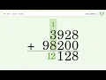 Long Addition Problem 3928 98200 Step-by-Step Solution Tiger Algebra