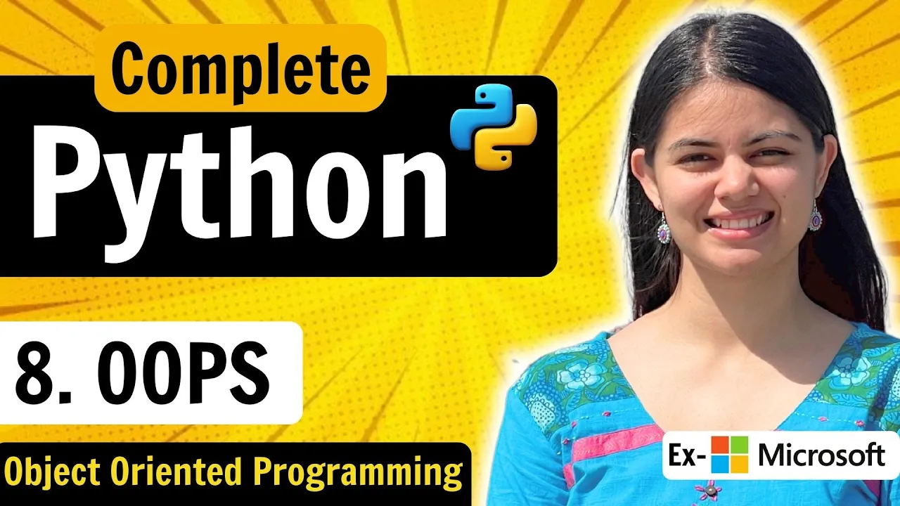 Lecture 8 : OOPS in Python | Object Oriented Programming | Classes & Objects | Python Full Course - YouTube thumbnail