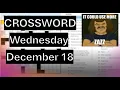 The Last Clue Had me Frazzled - December 18 Crossword Puzzle