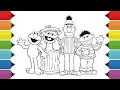 Coloring Sesame Street Characters Coloring Pages Elmo Oscar Bert Ernie