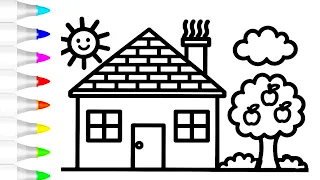 How to Draw a Simple House π‘ π¨Step by Step Easy for Kids & Toddlers | House Drawing & Coloring