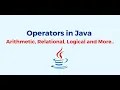 JAVA Lecture Operators and its types for beginners