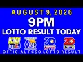 9pm Lotto Result Today August 9 2026 PCSO