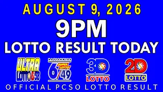 9pm Lotto Result Today August 9 2026 PCSO