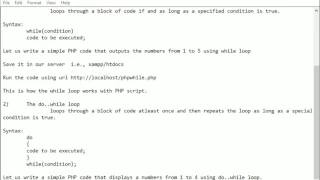 PHP Loops - do while foreach and for