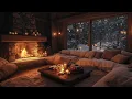 Warm Fireplace \u0026 Soft Piano: Relaxing Holiday Ambience with Snowfall