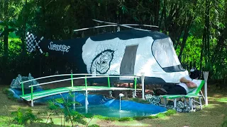 Survival Bikin rumah Helicopter & Kolam renang di Hutan untuk bertahan hidup ‼️