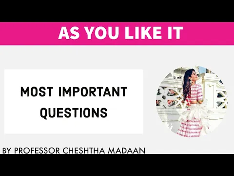 Download MP3 MOST IMPORTANT QUESTIONS OF AS YOU LIKE IT/ BA HONS 1ST YEAR