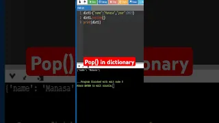pop method in dictionary class 7