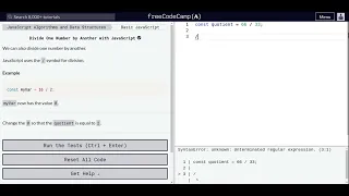 Lesson 14 Basic JavaScript Divide One Number by Another with JavaScript