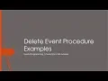 MS Access Delete Event Procedure Examples