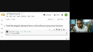 Lecture 39 Find Largest Element from a List without using max method