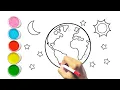 Drawing and Coloring Earth for Kids Toddlers Earth coloring pages