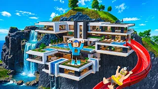 AKU DAN PAK UNAT MEMBUAT RUMAH DI PINGGIR TEBING YANG MEWAH ANTI BENCANA BANJIR 100 METER DI ROBLOX!