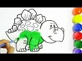 How to draw a dinosaur Coloring Pages Learn Colors for kids