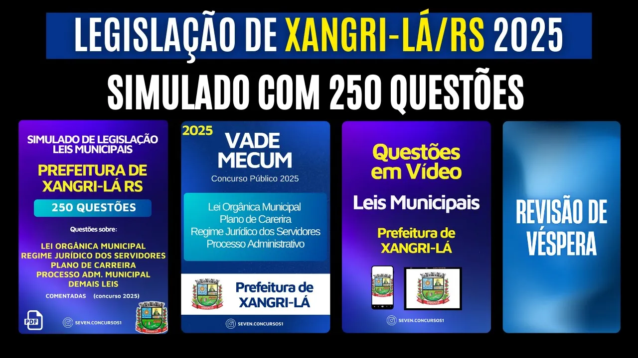 250 Questões de Legislação para a Prefeitura de Xangri-lá RS 2025