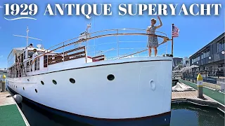 $495,000 1929 LAKE UNION FANTAIL 98′ 30M Antique SUPERYACHT WALKTHROUGH SPECS Classic Boat Charter