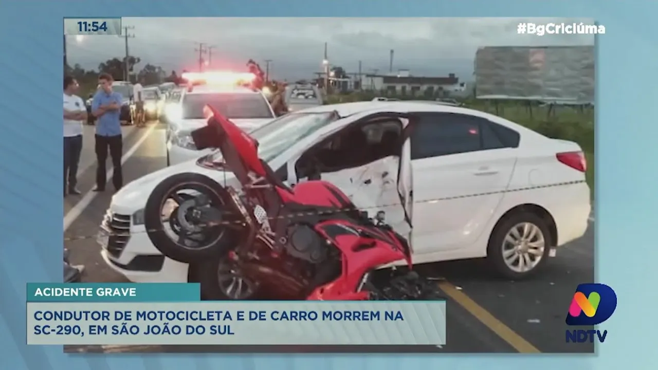 Duas pessoas morrem após acidente entre carro e moto em São João do Sul
