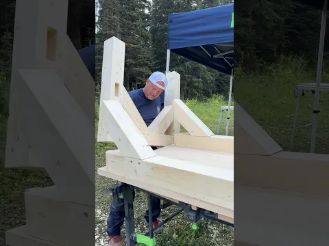 Draw bore mortise and tenon sections coming together at the Festool Cordless Build Event!