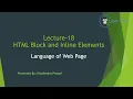 Lecture-18 HTML Block and Inline Elements HTML Tutorial