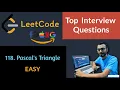 Pascal s Triangle Leetcode top Interview Questions Playlist Leetcode Easy