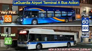 MTA NYCT Bus PANYNJ First Q33 Last Q47 Buses from LGA Marine Air Terminal Shuttles M60