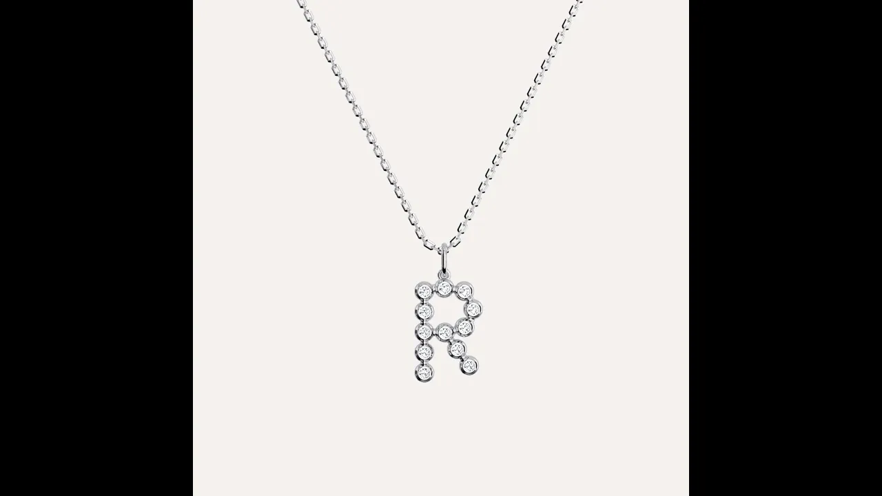 Letter R Initial Necklace Bubble Pendant