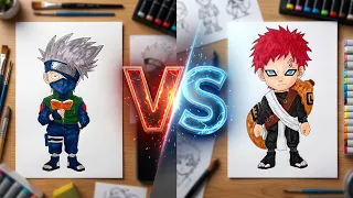 PINTANDO PERSONAJES DE NARUTO - KAKASHI VS GAARA
