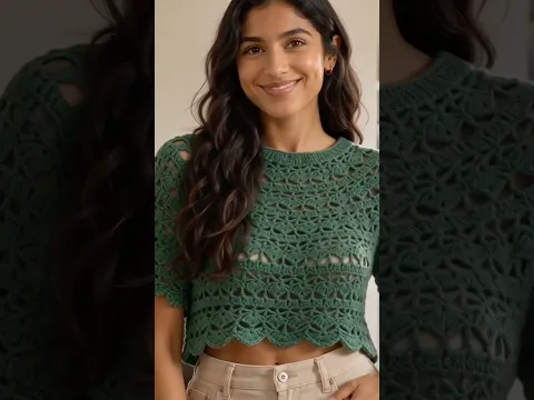 Blusa Jade tutorial ya disponible! Clic a mi foto de perfil π #tejidosmujermoderna #crochet
