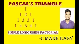 C Practical and Assignment Programs-Printing Pascal Triangle by C MADE EASY c made easy cmadeeasy