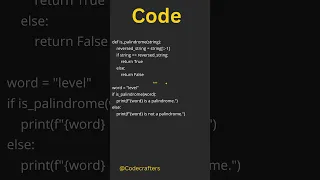 Python tutorial How to Check if a String is a Palindrome