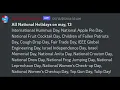 National Holidays for all of May 2024