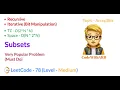 Subsets LeetCode 78 Recursion Backtracking Bit Manipulation