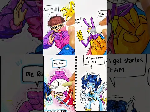 compilation drawing huntrix,digital circus,and friend #art #drawing #shorts