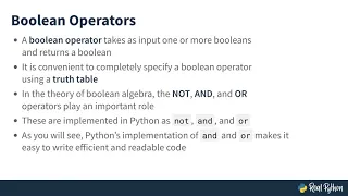 Python Booleans True False Boolean Types and the not Operator