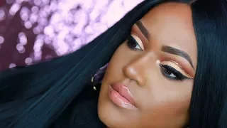 easy cut crease with glitter fall makeup tutorial woc dark skin