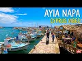 Ayia Napa Charming Harbour The Streets Cyprus 4K Just City Sounds - Real POV Walk