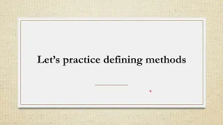 Java - Methods Review
