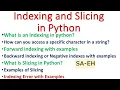 Indexing in Python Slicing Forward and Backward Negative indexing Indexing Error CBSE