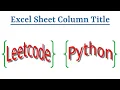 Leetcode Question 168 Excel Sheet Column Title in Python